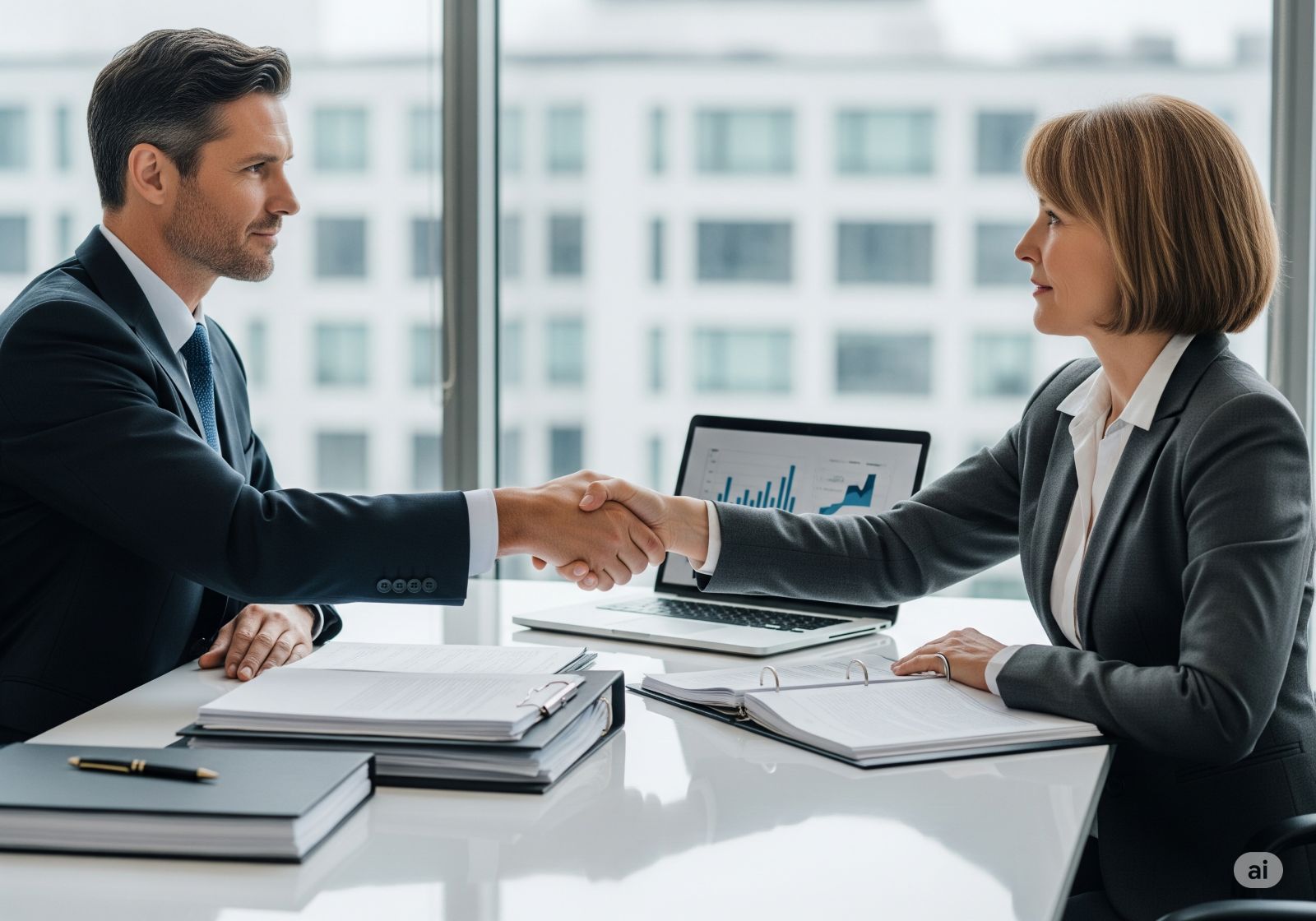 Lawyer meeting an expert witness to discuss litigation strategy